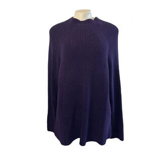 Jones Wear Vintage 100% Cotton Mock Neck Knit Sweater Size XL In Deep Purple